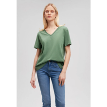 V Yaka Yeşil Basic Tişört